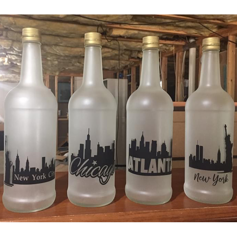 city skyline in bottle